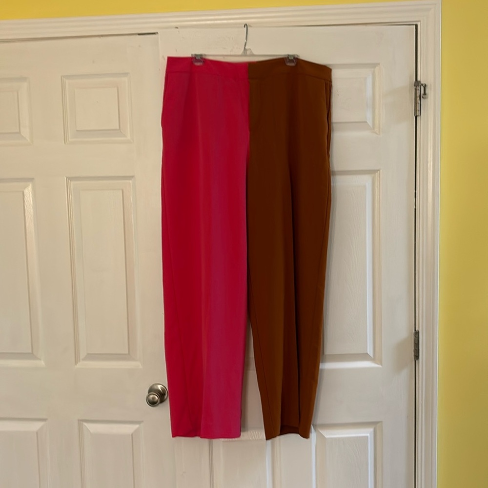 Eloquii Color Block Dress Pants (pink and brown)